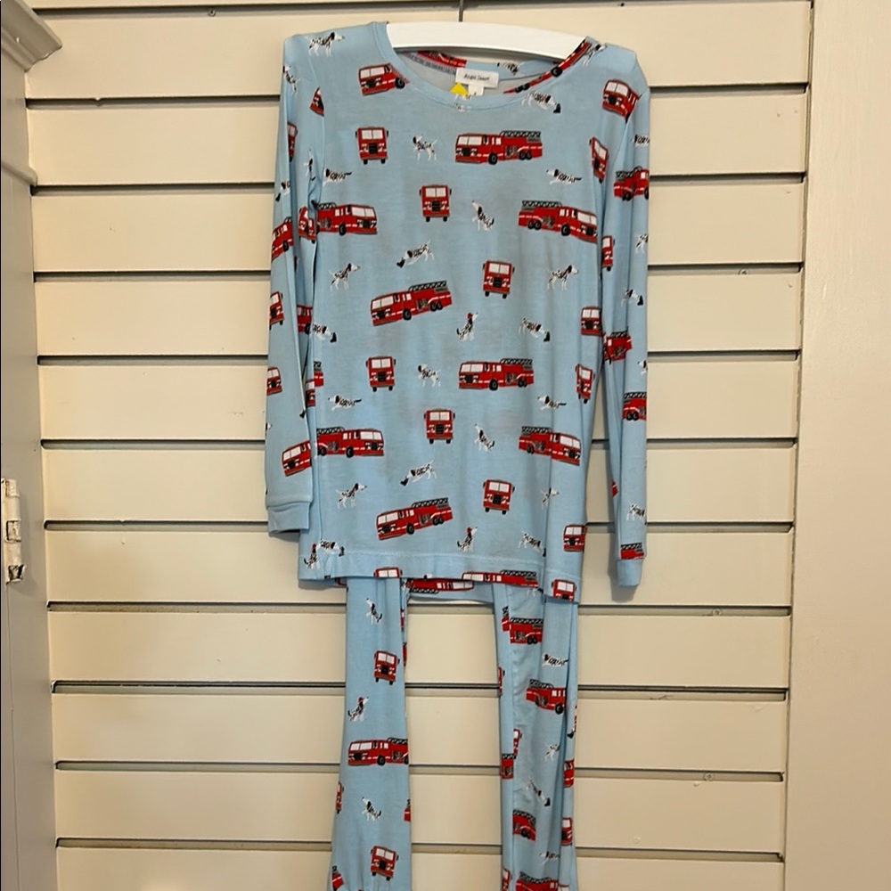 Angel Dear Blue and Red Pajama Set with Fire Truck Design